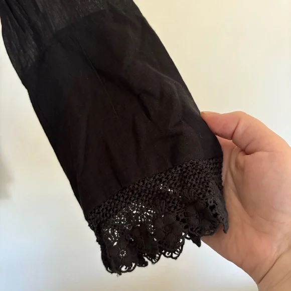 Free People Black Lace-Trim Mini Dress - Picture 6 of 8